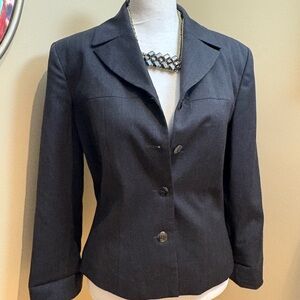 NEW Cache Jacket 100% Spring Wool Tailored Fit🩶Grey Blazer Metal Buttons Suze 6